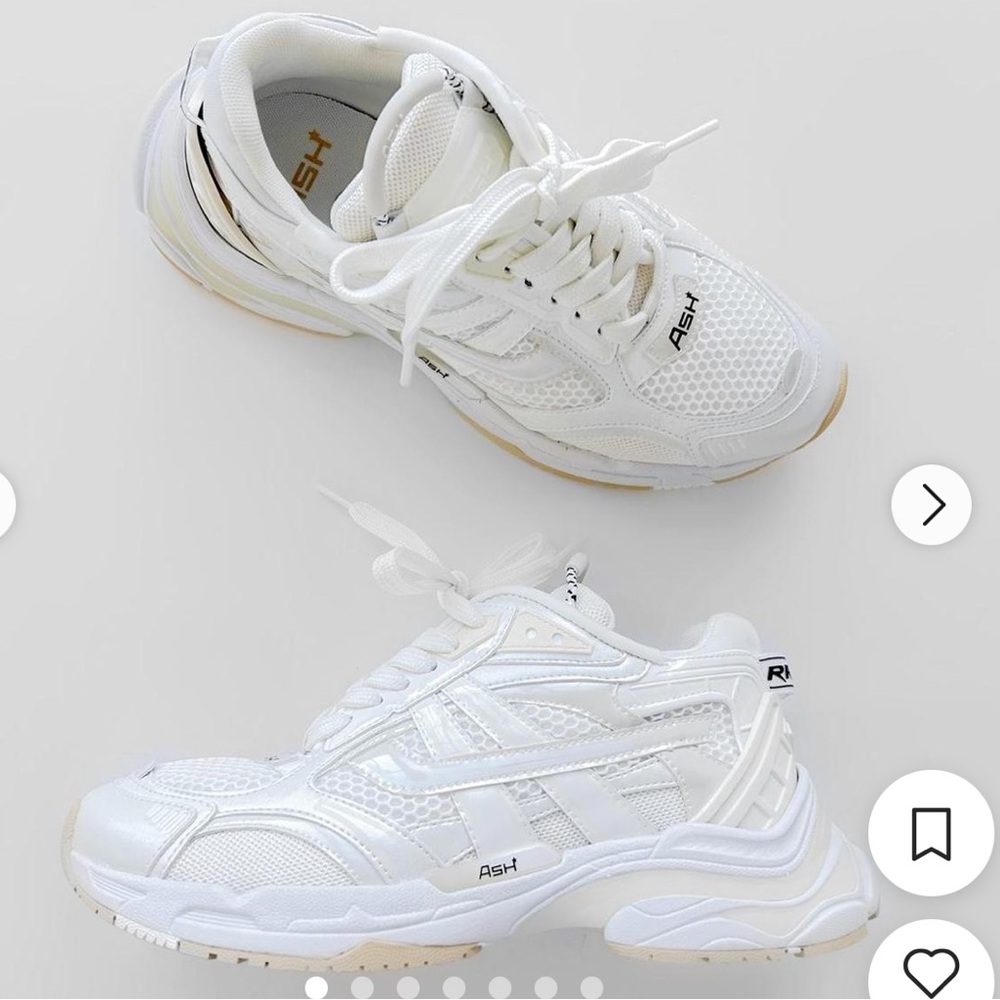 ASH -‎ Race Leather Sneakers in Off White/ White Sz 11 / 41
